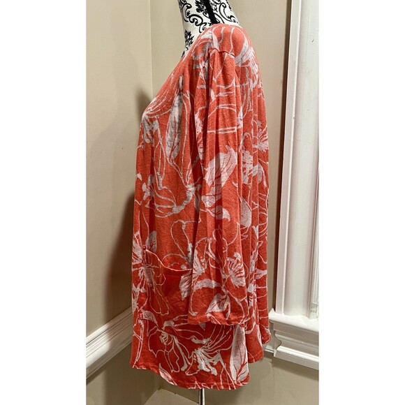 Chalet et Ceci 1X Orange Burn Out Floral Tunic Top Pocket XL Lagenlook Boho - Picture 5 of 13